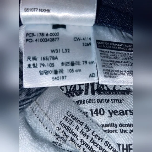 Dark Blue Denim Jeans By Levis - Picture 8 of 10